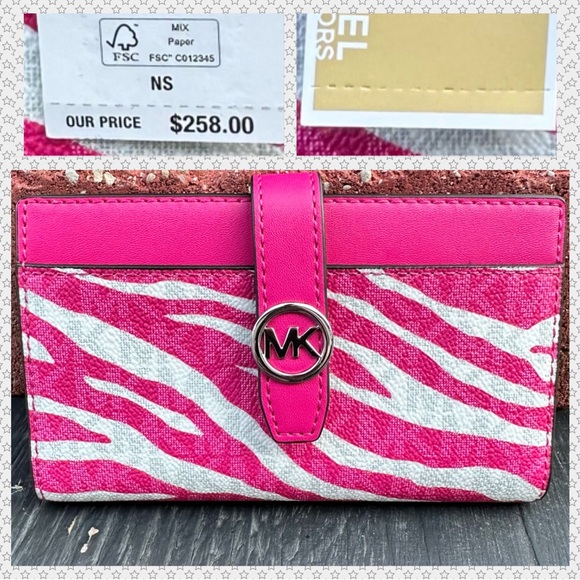 MICHAEL Michael Kors Handbags - Michael Kors Pink and White Zebra Wallet